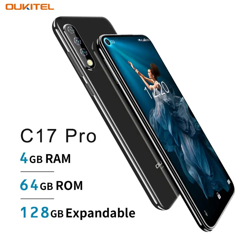 OUKITEL C17 Pro 6,3" 19:9 Android 9,0 мобильный телефон MT6763 Восьмиядерный 4 Гб ОЗУ 64 Гб ПЗУ отпечаток пальца 4 Гб 3900 мАч смартфон