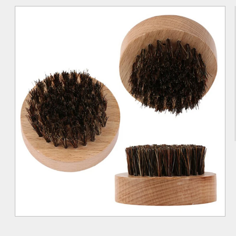 1Pc Wooden Comb Beard Brush Boar Bristle Mustache Natural Handmade