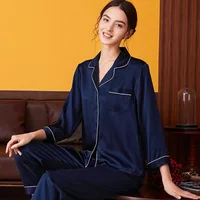 Pyjama en soie mûre pour femme, vêtement d'été, d'hiver et de printemps, à manches longues, deux pièces, pour Couple, Service à domicile, 100% 5