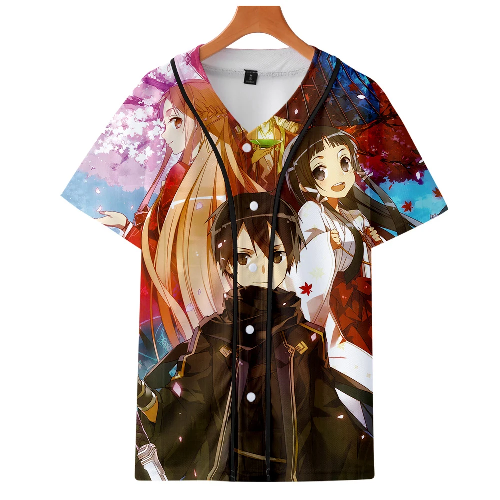 Sword art онлайн: летние бейсбольные рубашки с принтом Алисия модная повседневная одежда с коротким рукавом, популярная одежда для косплея
