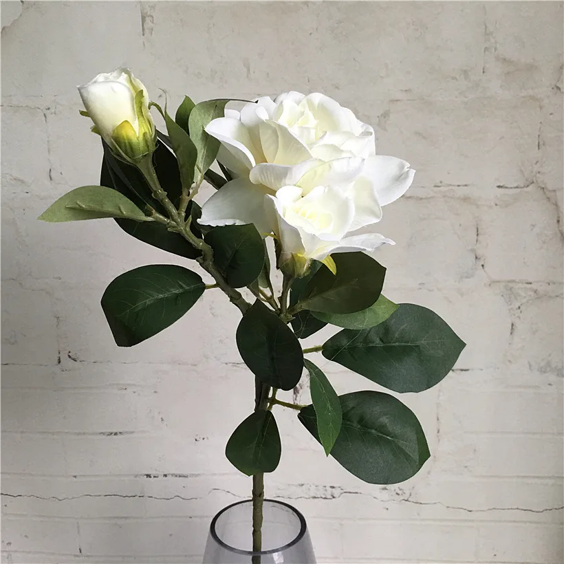 Искусственные цветы для свадьбы, украшения дома, искусственные цветы, 3 головки - Цвет: Milk white