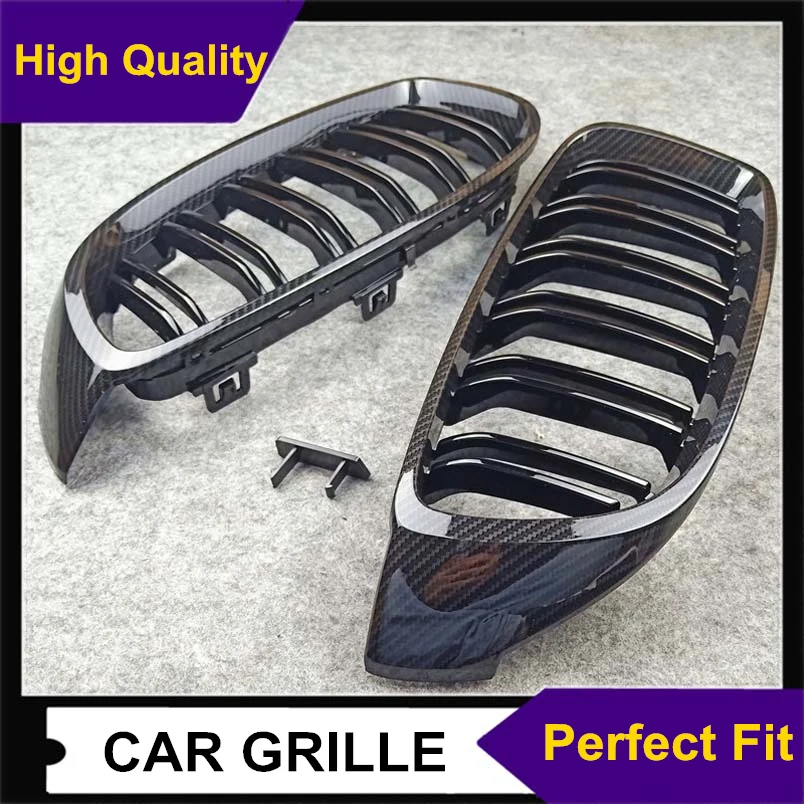 New Gloss Black/ M Color Mesh grill For Bmw 4 Series F32 F33 F36 F80 F82 F83 ABS Carbon Look 2 Line Car Front Grill 2013-IN