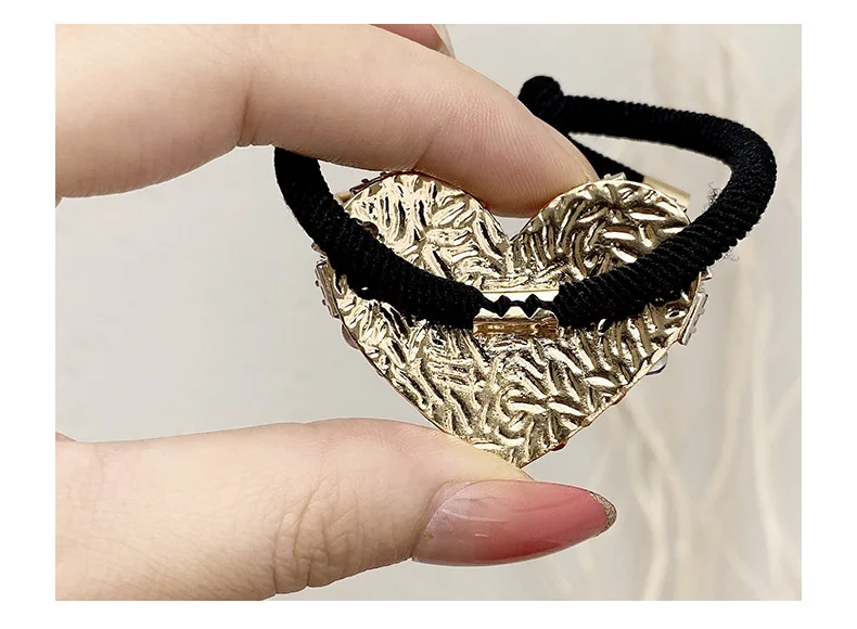 Fashion Rhinestone Heart Elastic Hair Bands Bows Women Girls Luxury Jewelry Head Rope Hair Tie Korean Exquisite Hair Accessories
