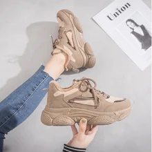 Новинка; женские кроссовки на массивном каблуке; обувь из вулканизированной кожи; Повседневная модная обувь; кроссовки на платформе; удобные Femme Krasovki K11-10