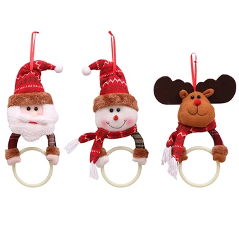 

1Pc Bathroom Santa Claus Elk Rag Towel Hanging Ring Racks Holder Christmas Tree Pendants Christmas Decorations for Home Kitchen