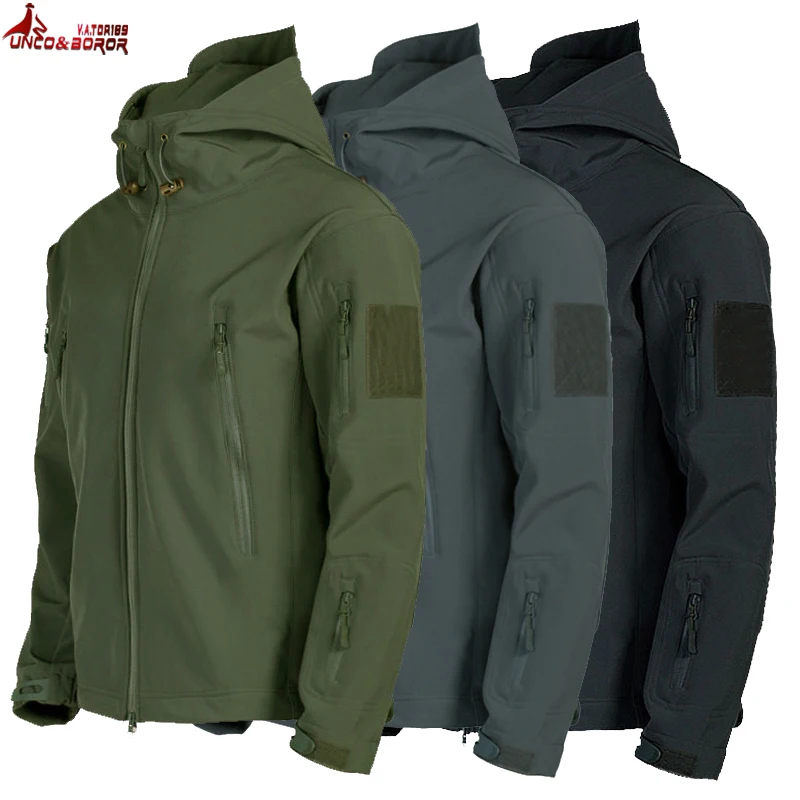 price reduction  Army Shark Skin Soft Shell Clothes Tactical Windproof Waterproof jacket men Flight Pilot Hood Coat 