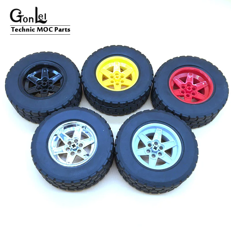 2 шт./лот MOC Brick Technic Wheel 94x38 мм ZR Rim + черная шина Hub 92912 15038 строительные блоки