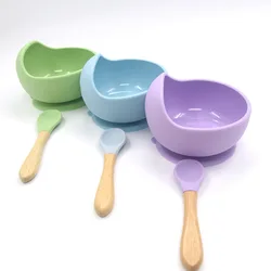 HS Juego de vajilla de silicona para alimentación de bebé, cuenco impermeable, cuchara antideslizante, sin BPA, 1 Juego