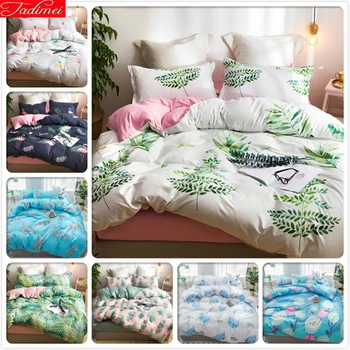 

Green Leaves Pattern Duvet Cover 3/4 pcs Bedding Set Adult Kids Child Bed Linens Soft Comfortable Single Double Queen King Size