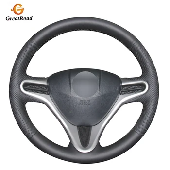 

Black Genuine leather Car Steering Wheel Cover for Honda Fit 2009-2013 City 2009-2013 Jazz 2009-2013 Insight 2010