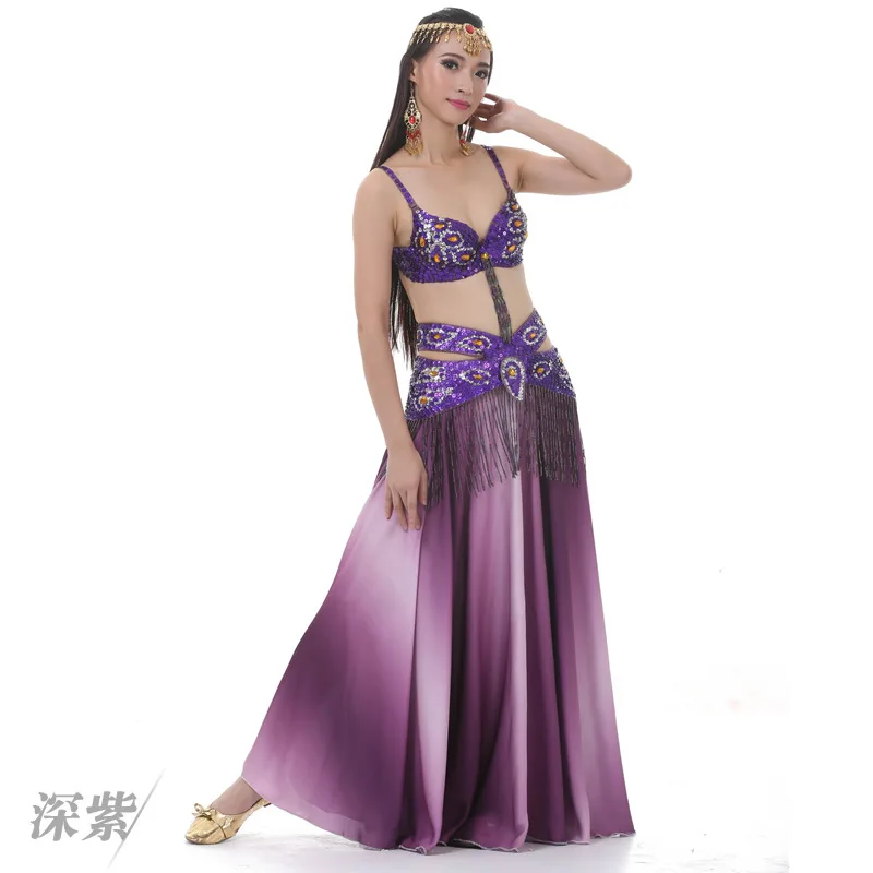Purple 2pcs/set Belly Dance Costumes Oriental Dance Suit BellyDance Costumes Carnival Dance Costumes#826 - Цвет: Purple