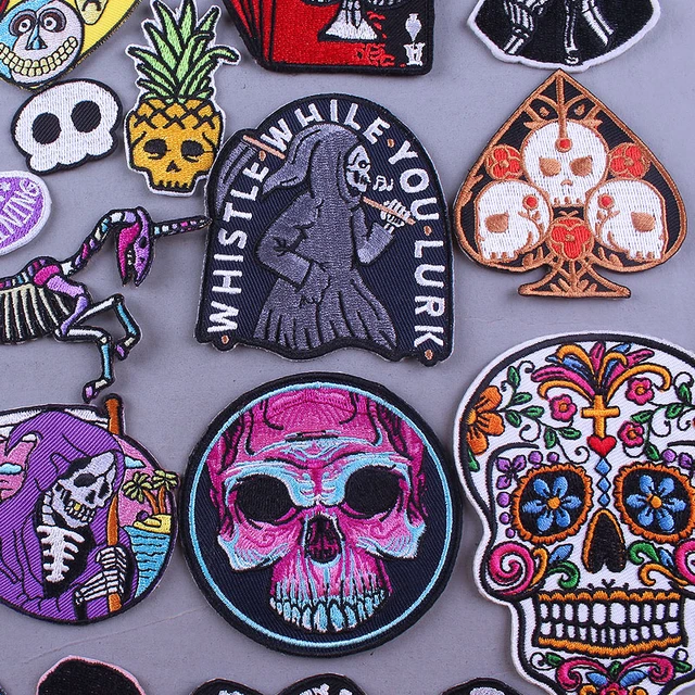 Skull Patch Iron On Patches For Clothing Stickers Punk Rock Embroidered  Patches On Clothes Badges For Jacket Clothes DIY Badges - AliExpress