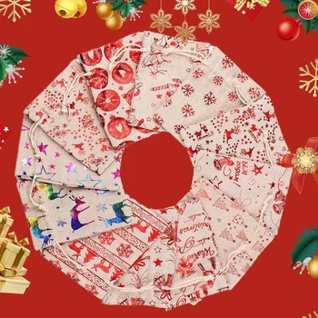

1 Set Christmas Hanging Decor Cloth Bags Tag Stickers Clips Long Hanging Rope