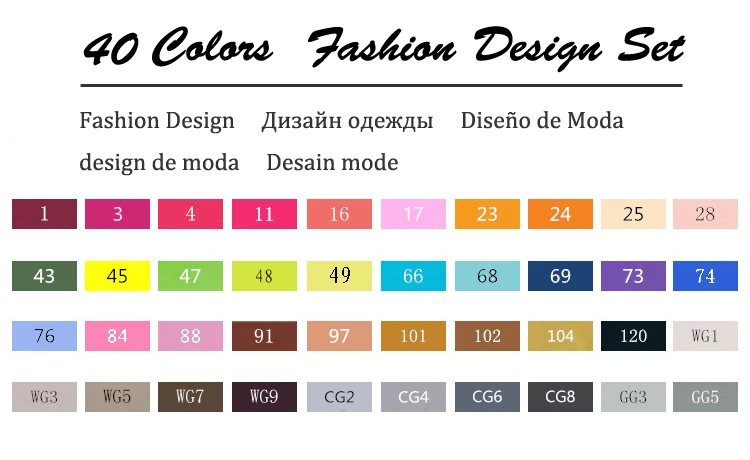 40-Fashion-Set TOUCHNEW 30/40/60/80 художественные маркеры на спиртовой основе с двойным наконечником для профессионального рисования, манги, скетчинга, дизайна - Цвет: 40-Fashion-Set