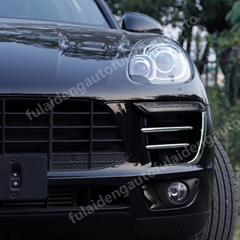 6 шт. для Porsche Macan- передний дневной ходовой светильник, противотуманный светильник, лампа для бровей, накладка, автомобильные аксессуары