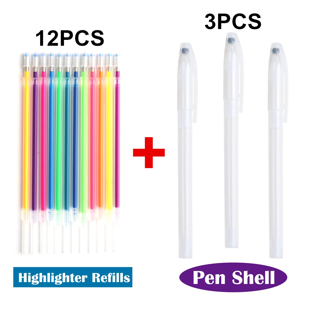 15pcs Highlighter Baikingift стираемая гелевая ручка Канцелярия для учеников ручки флэш-ручки заправки чернил флуоресцентные красочные принадлежности Студенческая станция - Цвет: 15pcs Highlighter