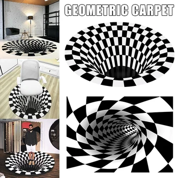 

Hot Vortex Illusion Rug 3D Trap Effect Printing Carpet Bedroom Living Room Study Room Floor Mat Hogard