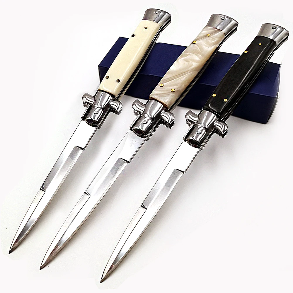 Italian Godfather Classic Gambler AKC Jump Knife 440C Blade Acrylic Handle Pocket EDC Army Camping Survival Tactics Quick Surger |