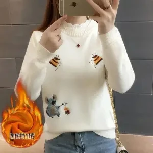 sweater for women Sweater Women's Autumn Winter Embroidered 2022 New Loose Korean Female Student Wear Pullover Sweater Women's Blouse cardigan Sweaters