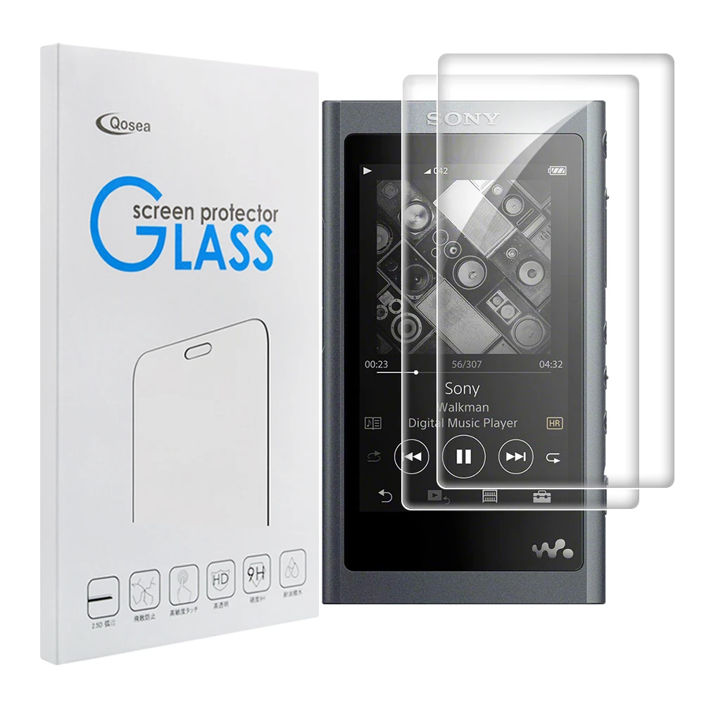

[2 Pcs] Qosea Tempered Glass For Sony Walkman NW-A55 Walkman MP3 MP4 Screen Protector 9H Clear Transparent Film Explosion-proof