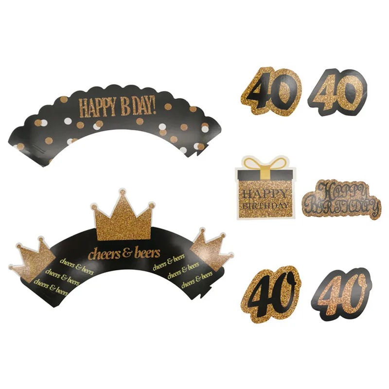 Chicinlife 12 шт. 30th 40th 50th 60th Happy Birthday кекс обертки юбилей взрослых 30th birthday party кекс Топпер Декор