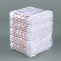 500PCS/Pack Double Head Cleaning Cotton Swab Wooden Wadded Sticks Nose Ears Cleaning Wood Sticks Cotton Swabs