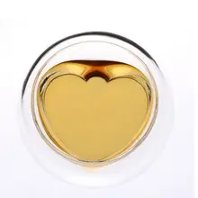 Парная термостойкая чайная чашка в форме сердца из боросиликатного двойного стекла