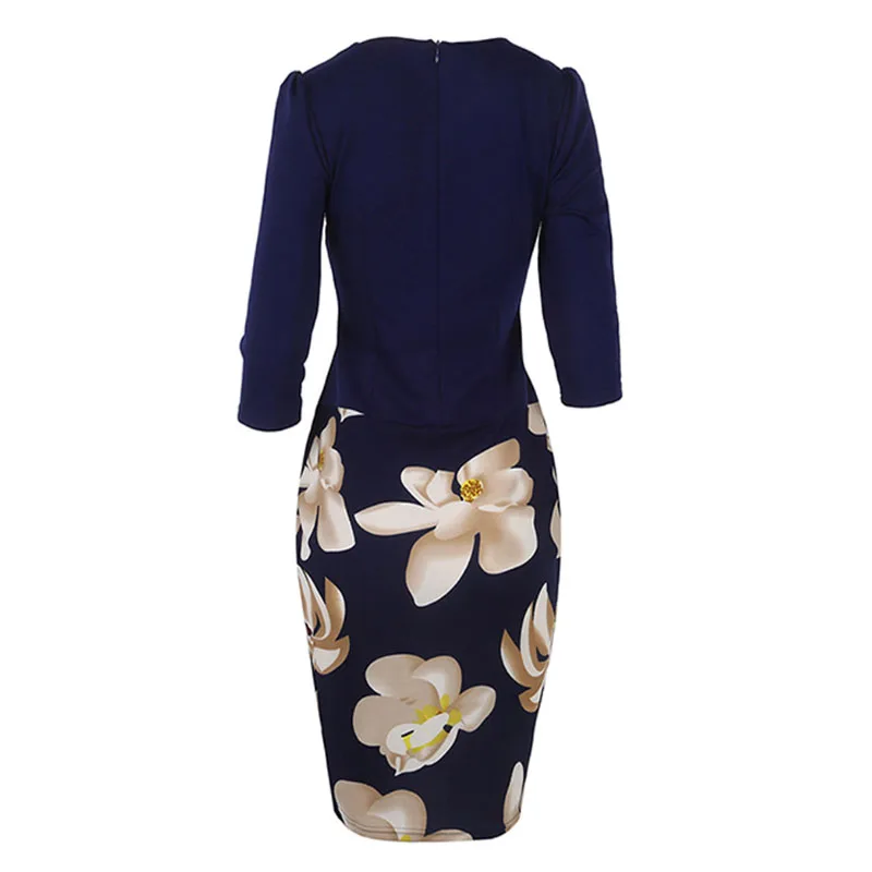 Formal Slim Office Ladies Dress Women Square Collar Puff Sleeve Pencil Dresses Autumn Spring High Waist Sashes Womens Dress