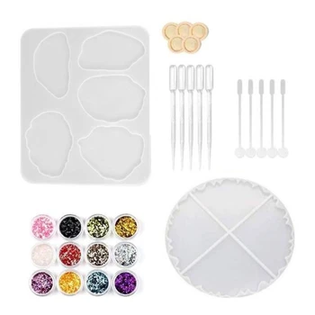 

1 Set Crystal Epoxy Resin Mold Coaster Cup Mat Pad Casting Silicone Mould DIY Crafts Jewelry Making Tool