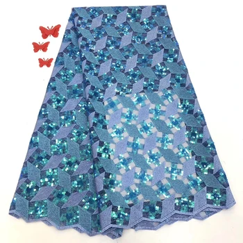 

African Sequins Tulle Lace Fabric 2019 High Quality Lace Material French Nigerian Lace Fabric Embroidery For Dress SZ0158