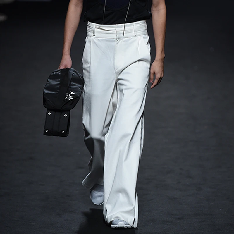 Spring/summer men's new casual trousers high waist pure color loose straight leg trousers youth fashion trend trousers