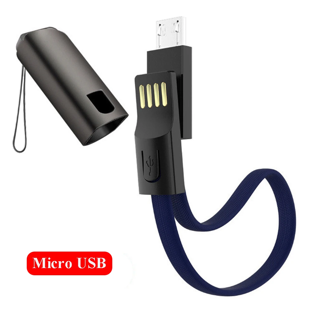 Blue Мини Micro USB кабель 2.4A Быстрая зарядка USB кабель для передачи данных смартфон Android Кабели для телефонов usb зарядный шнур передачи данных - Цвет: Blue