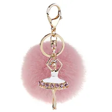 Зимние балетки в Корейском стиле для девочек, милый ангел, сумка, украшение из меха кролика Рекс, пушистые шары, брелок, висящий