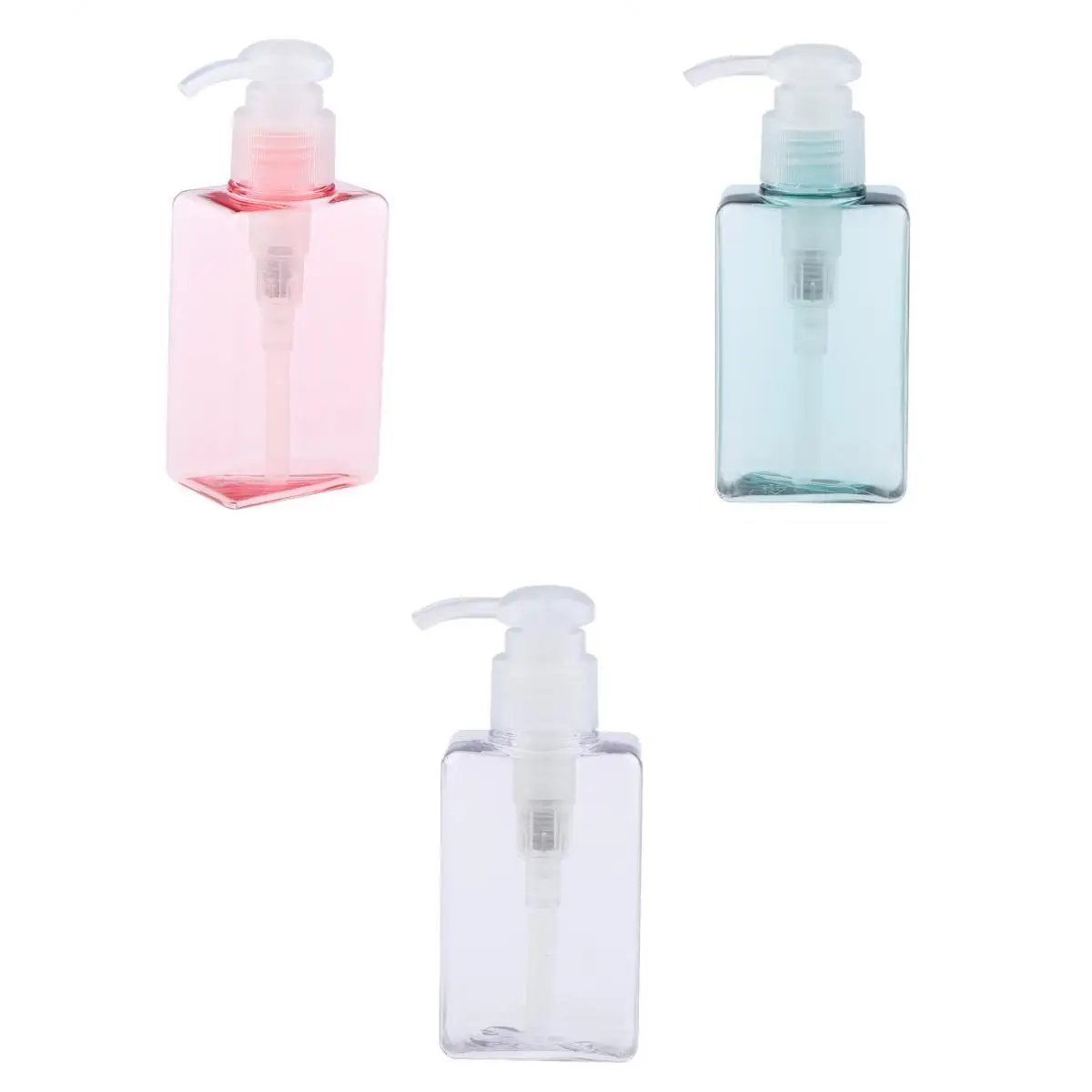3PCS/set Empty Square Bottle Set with Pumps, 100Ml, for Shampoo, Conditioner, Liquid Soap, Lotions