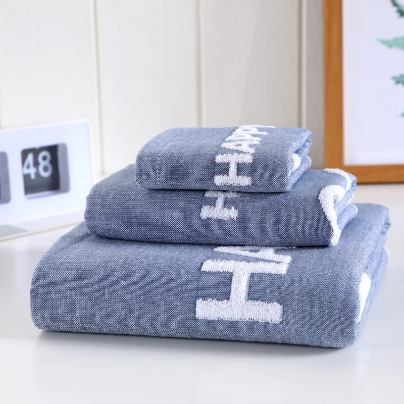 3Pcs/Lot Baby towel+Baby Bath Towel Newborn Baby Gift kids Swimming Beach Toallas Happy Letters Baby Towel Set - Цвет: Happy-lanse