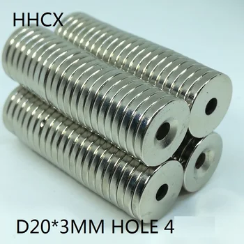 

50pcs/lot Disk magnet 20x3 Hole 4 N35 Strong D Countersunk magnet 20*3 Permanent magnet 20x3-4 for speaker