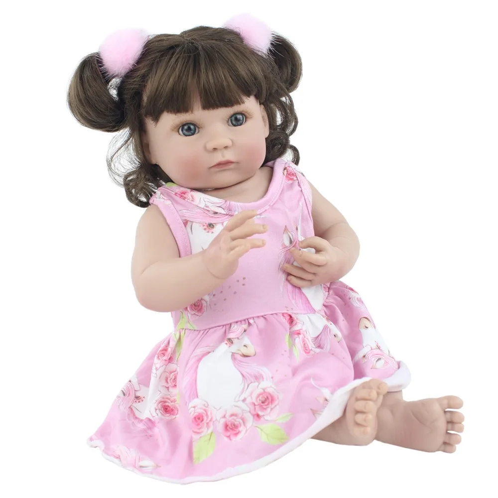 40 см, полный корпус, мягкая силиконовая кукла-Реборн, игрушка для девочки, ручная работа, винил, мини-платье единорога, кукла для новорожденных, детская игрушка для купания