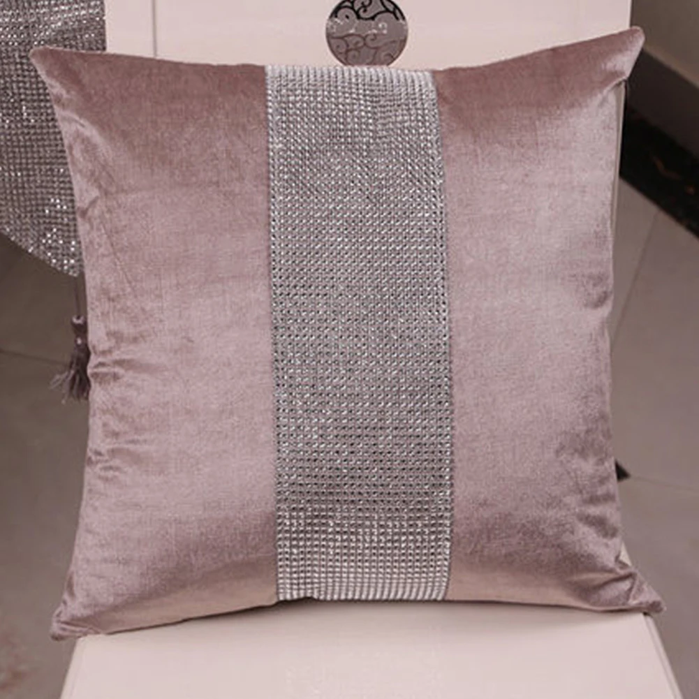Flannel Sofa Decoration Backrest Case Washable Square Patckwork Pillow Cover With Zipper Soft Home Living Room Office Textiles - Цвет: Champagne