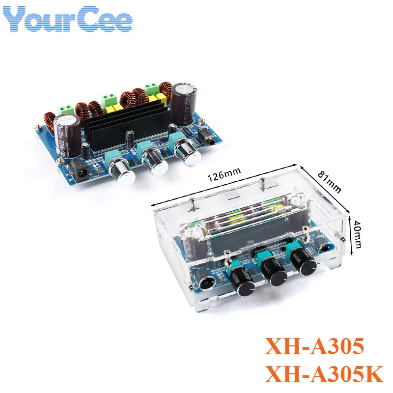 TPA3116D2 Digital Amplifier Board Module Volume Tones 2.1 Channel Stereo 100W+2*50W Speaker Audio XH-A305 Bluetooth-compatible |