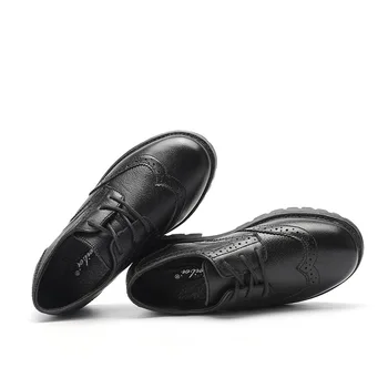 

Genuine Leather Shoes Kids Sneakers Black Uniform School Shoes 2019 Spring Autumn Boys Dress Shoes Girls Flats For Party Wedding