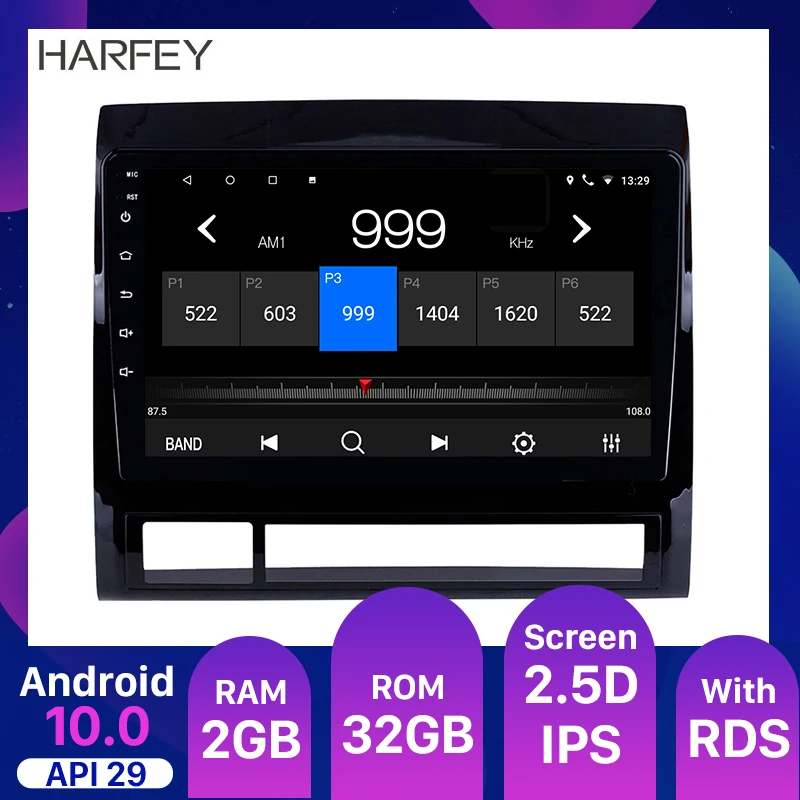 Harfey Android 10 0 9 &quotголовное устройство плеер для 2005-2013 TOYOTA TACOMA/HILUX (Американская