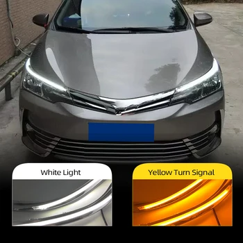 

2Pcs For Toyota Corolla 2014 2015 2016 2017 2018 2019 LED DRL Headlight Eyebrow Daytime Running Light Flowing dynamic Yellow