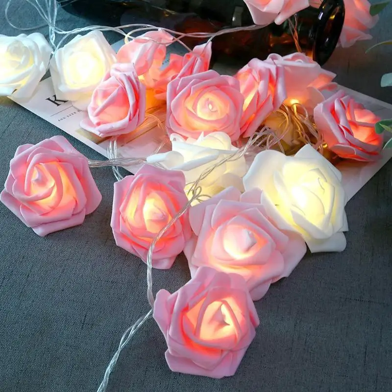 

20LED Rose Flower Fairy String Lights Valentines's Day Wedding Decoration Holiday Lighting Rose Light String
