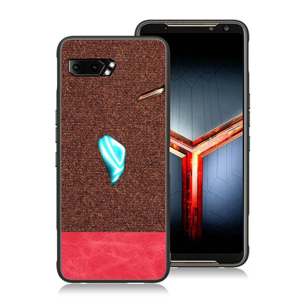 brown with red Чехол для телефона Asus ROG Phone2 zs660KL, тонкий мягкий ТПУ чехол для задней панели, Прошитый краями, чехол для Asus ROG Phone II zs660kl Coque - Цвет: brown with red