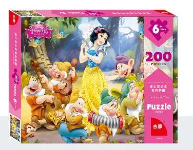 Дисней 200 шт История игрушек принцесса замороженный Микки деревянная коробка пазл ранний образование детей Нижняя коробка головоломка игрушки для детей - Цвет: Snow White