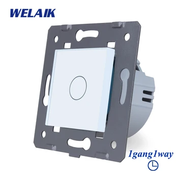 

WELAIK Brand EU Time Switch 1Gang1Way Small Crystal Glass Panel Wall Touch Switch DIY Parts European AC250V 1Gang1Way A911DSW
