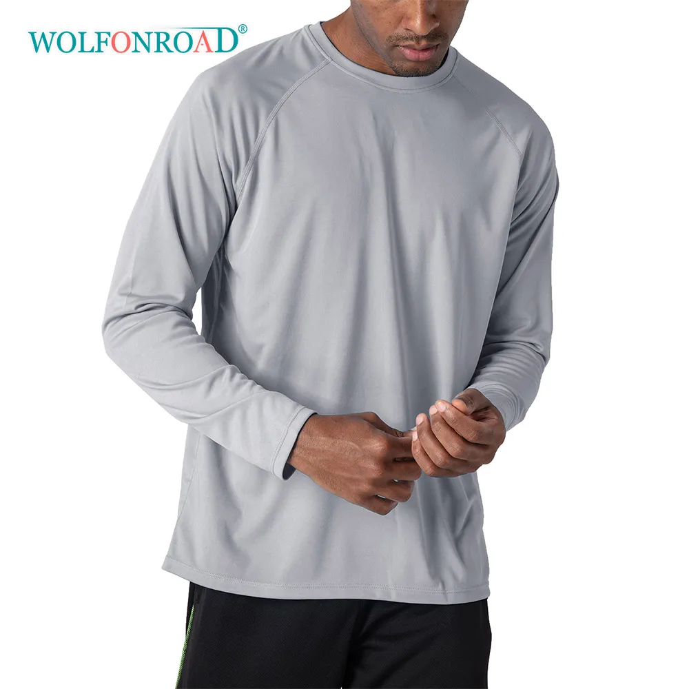 WOLFONROAD быстросохнущие мужские футболки UPF 50+ с длинным рукавом, мужские футболки для защиты от солнца, уличные футболки для рыбалки, походов, футболки с солнцезащитным блоком, топы