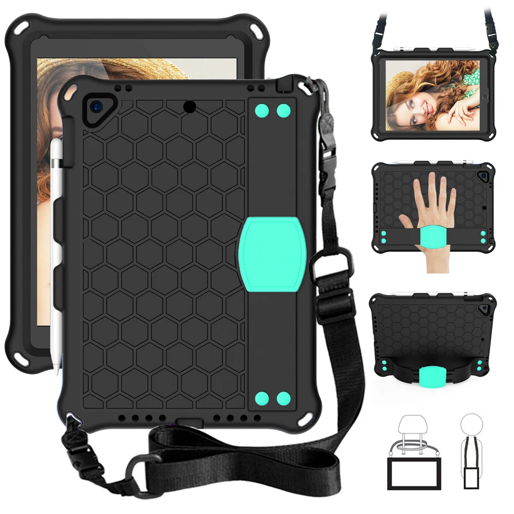 

For New iPad 9.7 2017 2018/Pro 9.7/iPad Air 2 1 Tablet Case Cover Handheld EVA Shockproof Protective Shell with Shoulder Strap
