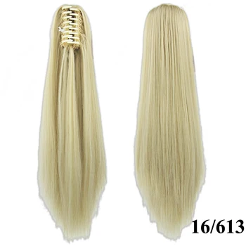 Soowee 24inch Long Gray Blonde Wavy Clip on Hairpiece Extensions Pony Tail High Temperature Fiber Synthetic Hair Claw Ponytails 5
