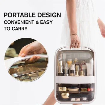 

Cosmetic Storage Box Transparent Makeup Organizer Boxes Big Capacity Portable Waterproof Dustproof Skin Care Drawer Storage Tool